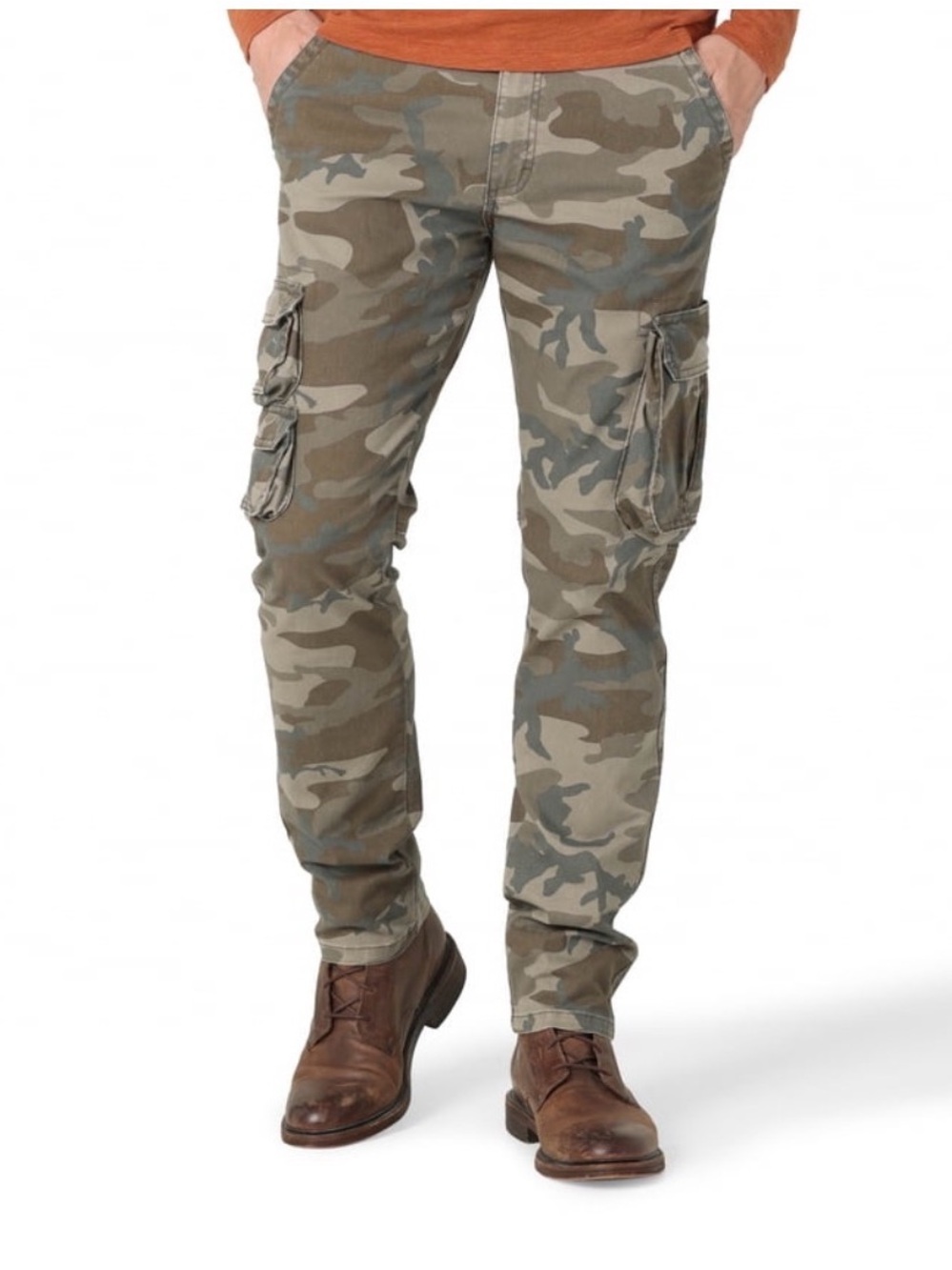 Wrangler Men's Stretch Taper Leg Regular Fit Cargo Pant - Jungle Camo